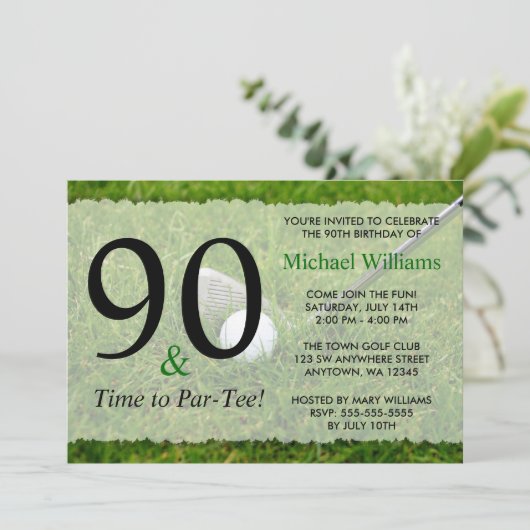 90e Golf Invitations de fête d'anniversaire (Debout devant)