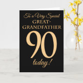 90e Goud-effect Zwart, Overgrootvader Verjaardag Kaart (Gele Bloem)