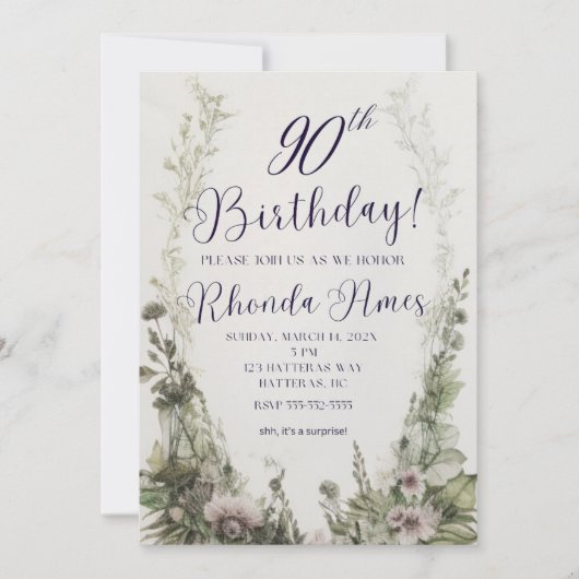 90e Invitation d'anniversaire, Boho Any Age Invita (Devant)