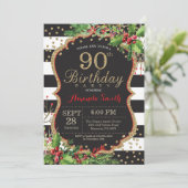 90e Invitation d'anniversaire. Noir rouge Noël (Debout devant)