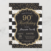 90e Invitation d'anniversaire. Parties scintillant (Devant / Derrière)