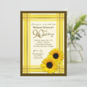 90e Invitation d'anniversaire | Tournesol Plaid Pa (Debout devant)