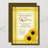 90e Invitation d'anniversaire | Tournesol Plaid Pa (Devant / Derrière)