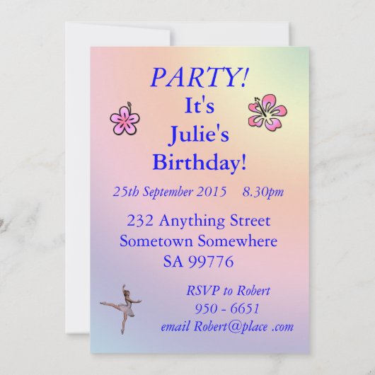 90e invitation de fête d'anniversaire (Dos)