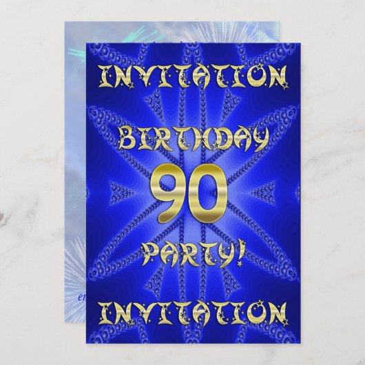 90e invitation de fête d'anniversaire (Devant / Derrière)