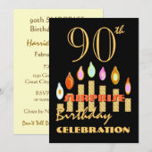 90e Invitation des bougies d'or du SurPRISE Birthd (Devant / Derrière)