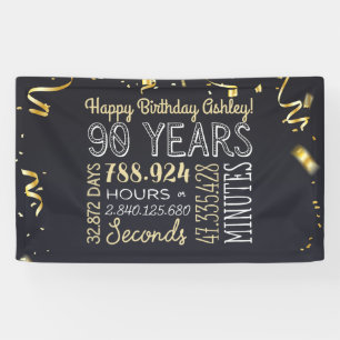 90e jaarbanner - 90 jaar in uren en seconden spandoek