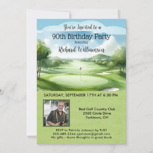90e Mannen verjaardag Party Photo Golf Kaart