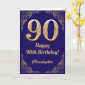 90e marinenblauw en goudglitter-Lijst Kaart (Gele Bloem)