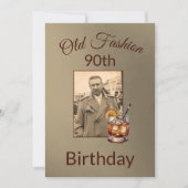 90e Ninetieth Homme Photo Anniversaire Invitation (Devant)