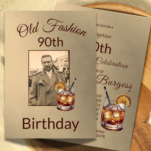90e Ninetieth Homme Photo Anniversaire Invitation