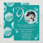 90e Ocean Turquoise Bubble Invitation de fête d'an (Devant / Derrière)
