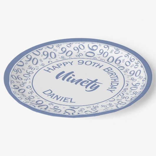 90e Partij Willekeurig Nummer Patroon Blauw/Wit Papieren Bordje (Gekanteld)