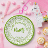 90e Partij Willekeurig Nummer Patroon Groen/Wit Papieren Bordje (Feest)