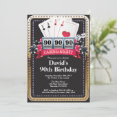 90e Poker Playing Card Casino Invitation d'anniver (Debout devant)
