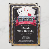 90e Poker Playing Card Casino Invitation d'anniver (Devant / Derrière)