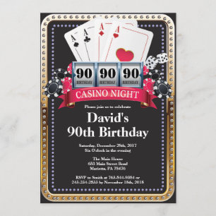 90e Poker Playing Card Casino Invitation d'anniver