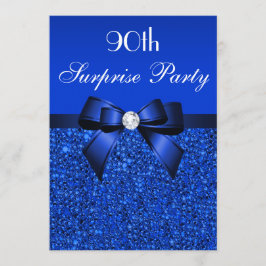 90e Surprise Party Royal Blue Sequins en Bow Kaart