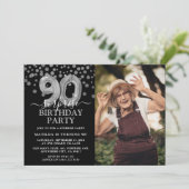 90e surrogaatfoto van Modern Black & Silver Kaart (Staand voorkant)