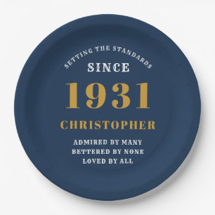 90e verjaardag 1931 Blauw Goud Liefde Gepersonalis Papieren Bordje