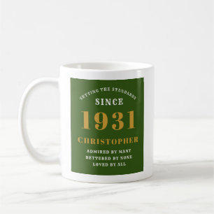 90e verjaardag 1931 Elegant Chic Green gepersonali Koffiemok