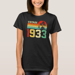 90e verjaardag 1933 Retro Mannen Vrouwen 90 Yea T-shirt