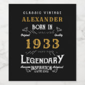 90e verjaardag 1933 Voeg Jouw naam Legendary toe Wijn Etiket (Enkel label)