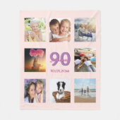 90e verjaardag aangepaste foto collage roos goudro fleece deken (Voorkant)
