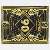 90e verjaardag Art Deco Gold Black Grote Gatsby Fleece Deken (Voorkant (Horizontaal))