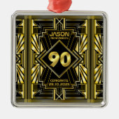 90e verjaardag Art Deco Gold Black Grote Gatsby Metalen Ornament (Voorkant)