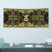 90e verjaardag Art Deco Gold Black Grote Gatsby Spandoek (Beurs)