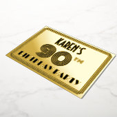 90e verjaardag — Art Deco Style "90" en naam Folie Uitnodiging (Gedraaid)