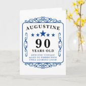 90e verjaardag Blauwe  Manly Elegant Kaart (Gele Bloem)