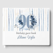 90e verjaardag Bloemennummer Kustblauw Gastenboek (Voorkant)