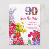 90e verjaardag Bloementuin Bewaar de datum Aankondigingskaart (Voorkant)