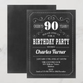 90e verjaardag - Chalkboard Black White Kaart (Voorkant / Achterkant)