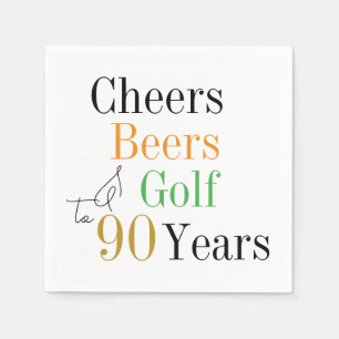 90e verjaardag Cheers Beers Golf Minimal Party Servet