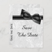 90e verjaardag Damask en Faux Bow Bewaar de datum Aankondigingskaart (Voorkant / Achterkant)