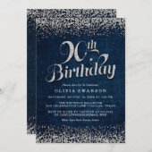 90e verjaardag Denim & Diamonds Uitnodiging (Voorkant / Achterkant)