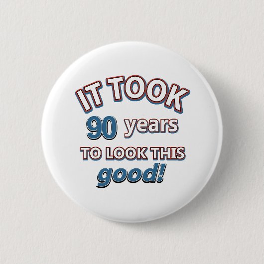 90e verjaardag design ronde button 5,7 cm (Voorkant)