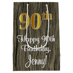 90e verjaardag: Elegant Faux Gold Kijk #, Faux Woo Medium Cadeauzakje