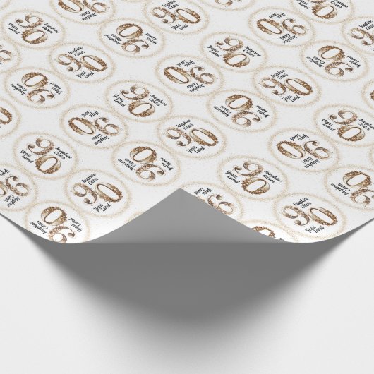 90e verjaardag Elegant feest Cadeaupapier (Hoek)