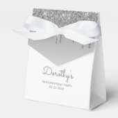 90e verjaardag Elegant Silver Glitter Drip Script Bedankdoosjes (Voorkant Zijde)