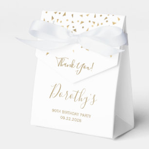 90e Verjaardag Elegante Gouden Confetti Wit Bedankdoosjes