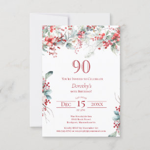 90e verjaardag Elegante Winter Berry Botanical Kaart