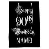 90e verjaardag: Fancy, elegant script + aangepaste Medium Cadeauzakje (Achterkant)