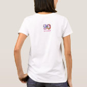 90e Verjaardag Feest Bloemen Modern 90 jaar T-shirt (Achterkant)