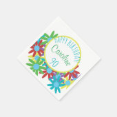 90e verjaardag Floral Bouquet Custom Paper Napkins Servetten (Hoek)