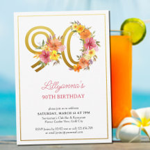 90e verjaardag  Floral Gold-nummer 90
