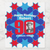 90e verjaardag foto aangepaste etiketten van wijn (Enkel label)